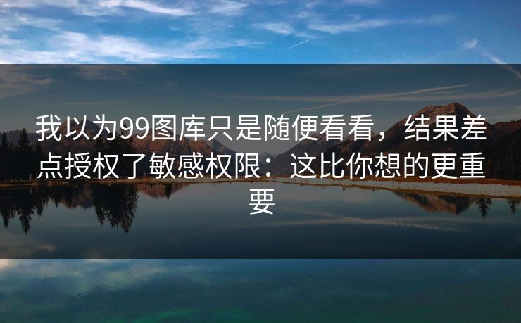 详细阅读:我以为99图库只是随便看看,结果差点授权了敏感权限:这比你想的更重要 我以为99图库只是随便看看,结果差点授权了敏感权限:这比你想的更重要